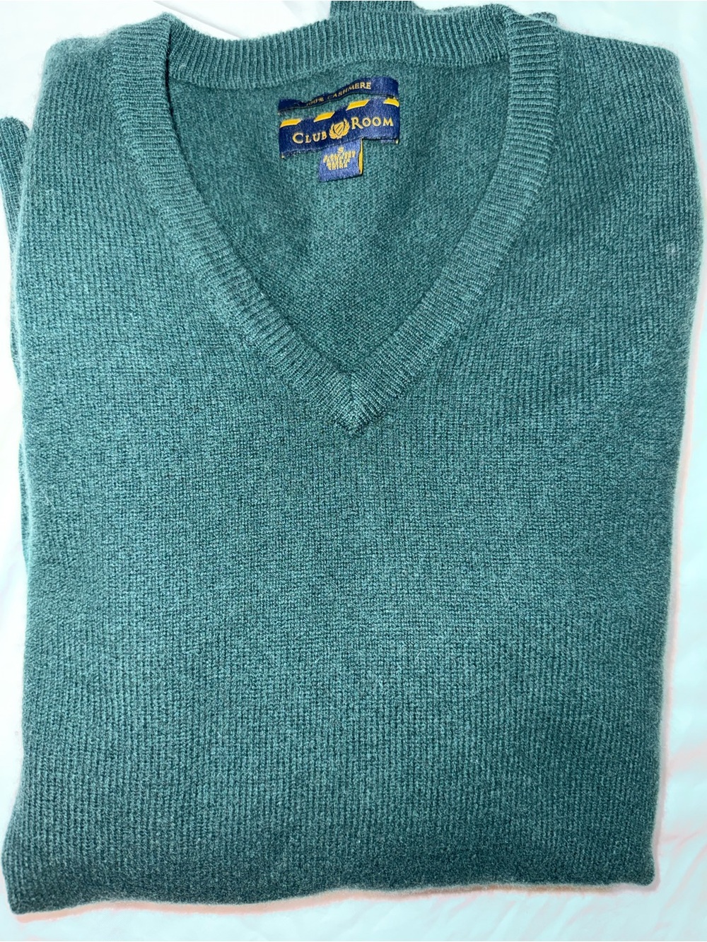 Club Room Men's Teal-Green  cashmere V-Neck Sweater
